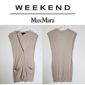 MaxMara Weekend Silk Cotton Knittee Long Button Vest/Cardigan Size Small